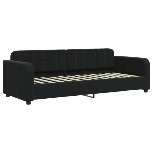 Sofá-cama, Sofá conversível com gavetão e gavetas 80x200 cm veludo preto Sofá-cama, Sofá conversível com gavetão e gavetas 80x200 cm veludo preto