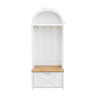Móvel multifuncional para hall de entrada 75 L x 35 P x 195 A - Prateleira para sapatos, ganchos, design moderno - Branco, Madeira