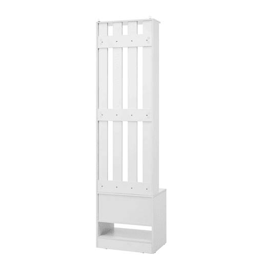 Móvel de entrada 50x36x190 cm - Com 2 portas, painel traseiro e 8 ganchos - Branco