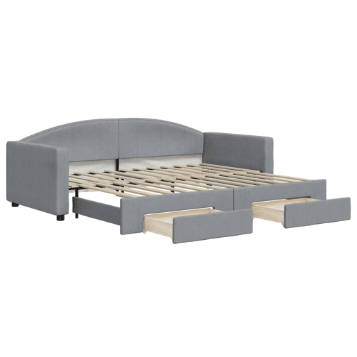 Sofá-cama, Sofá conversível c gavetão e gavetas 90x200 cm tecido cinzento-claro