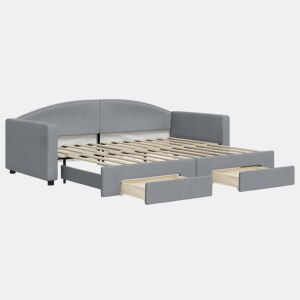 Sofá-cama, Sofá conversível c gavetão e gavetas 90x200 cm tecido cinzento-claro