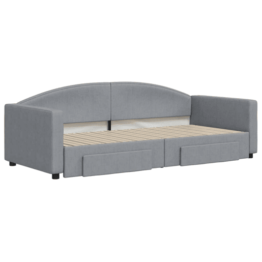 Sofá-cama, Sofá conversível c gavetão e gavetas 90x200 cm tecido cinzento-claro