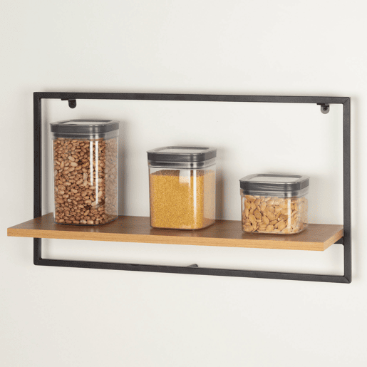Max Home Estante de parede em madeira 1 prateleira 65x20x35 cm Max Home Estante de parede em madeira 1 prateleira 65x20x35 cm