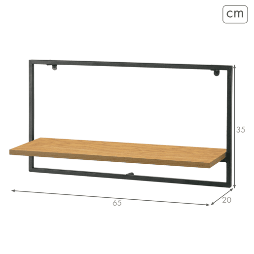 Max Home Estante de parede em madeira 1 prateleira 65x20x35 cm Max Home Estante de parede em madeira 1 prateleira 65x20x35 cm