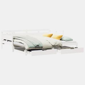 Sofá-cama, Sofá conversível com gavetão e gavetas sem colchão 90x200 cm branco