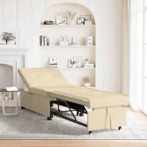 Sofá-cama, Sofá conversível Creme 194 x 67 x 37 cm tecido