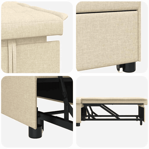 Sofá-cama, Sofá conversível Creme 194 x 67 x 37 cm tecido