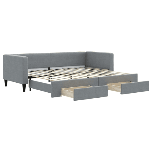 Sofá-cama, Sofá conversível c gavetão e gavetas 80x200 cm tecido cinzento-claro