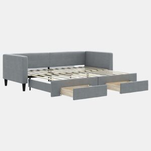 Sofá-cama, Sofá conversível c gavetão e gavetas 80x200 cm tecido cinzento-claro