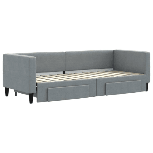 Sofá-cama, Sofá conversível c gavetão e gavetas 80x200 cm tecido cinzento-claro