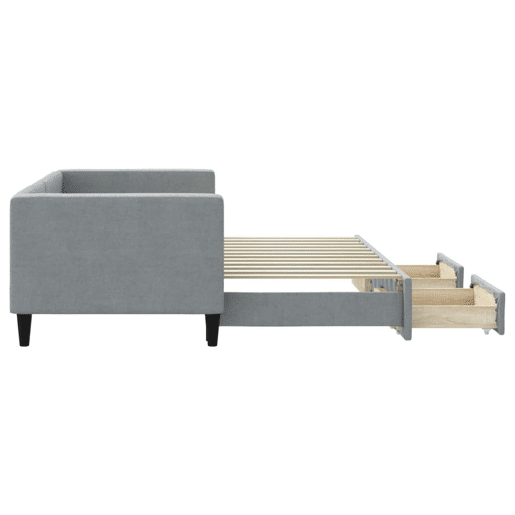 Sofá-cama, Sofá conversível c gavetão e gavetas 80x200 cm tecido cinzento-claro