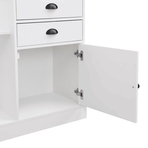 Móvel de entrada 110x38x191 cm - com espelho, ganchos, gavetas e suporte para guarda-chuvas - Branco