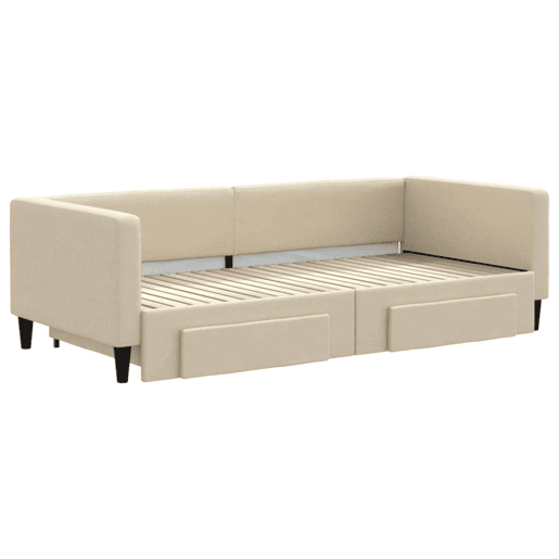 Sofá-cama, Sofá conversível com gavetão e gavetas 90x200 cm tecido cor creme