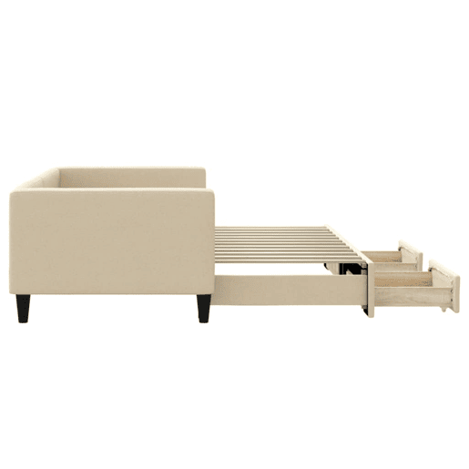 Sofá-cama, Sofá conversível com gavetão e gavetas 90x200 cm tecido cor creme