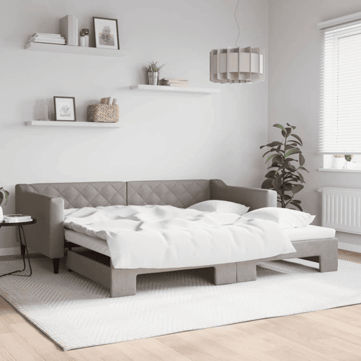 Sofá-cama, Sofá conversível com gavetão 100x200 cm tecido cinzento-acastanhado Sofá-cama, Sofá conversível com gavetão 100x200 cm tecido cinzento-acastanhado