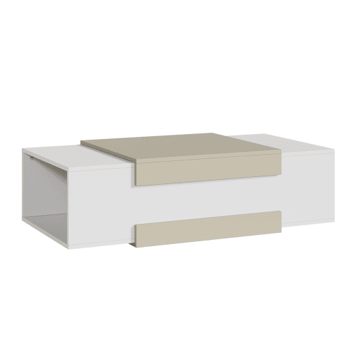 Mesa de centro Eljak 2 compartimentos 110x57x31 cm brancoareia en.casa
