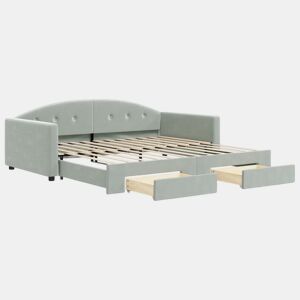 Sofá-cama, Sofá conversível c gavetão e gavetas 100x200 cm veludo cinzento-claro