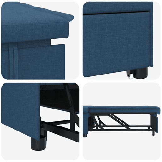 Sofá-cama, Sofá conversível Azul 194 x 67 x 37 cm tecido