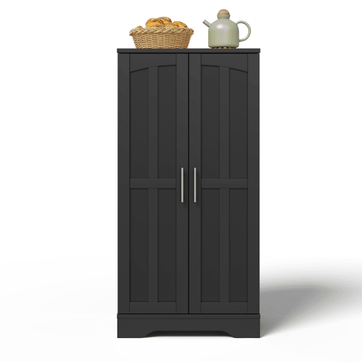 Aparador 120x60x40 cm - Com luz LED, 2 portas, prateleiras ajustáveis - Preto Aparador 120x60x40 cm - Com luz LED, 2 portas, prateleiras ajustáveis - Preto