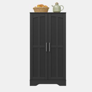 Aparador 120x60x40 cm - Com luz LED, 2 portas, prateleiras ajustáveis - Preto