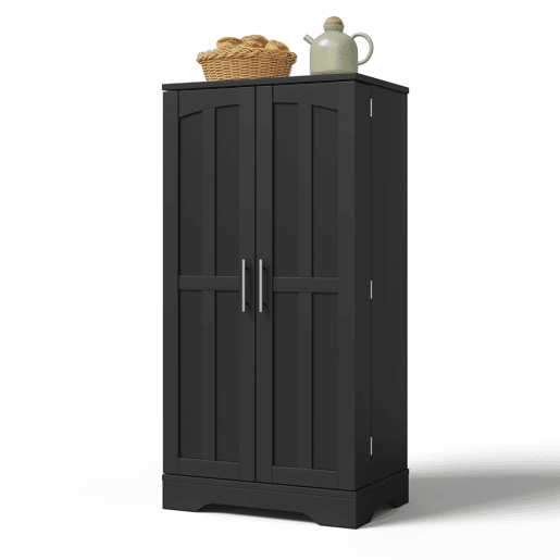 Aparador 120x60x40 cm - Com luz LED, 2 portas, prateleiras ajustáveis - Preto Aparador 120x60x40 cm - Com luz LED, 2 portas, prateleiras ajustáveis - Preto