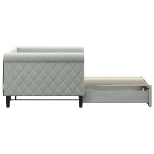 Sofá-cama, Sofá conversível com gavetão 90x190 cm veludo cinzento-claro