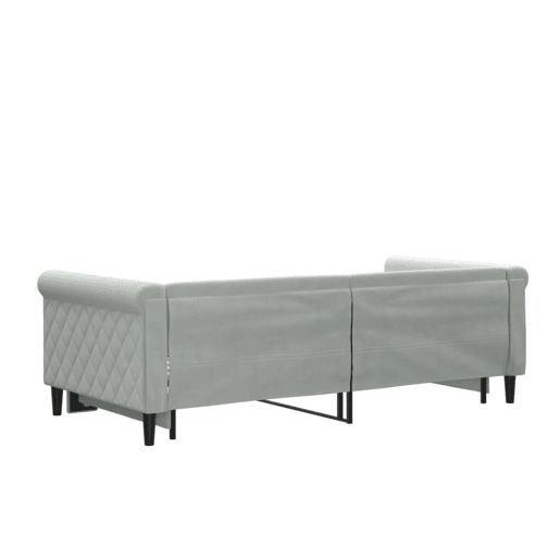Sofá-cama, Sofá conversível com gavetão 90x190 cm veludo cinzento-claro