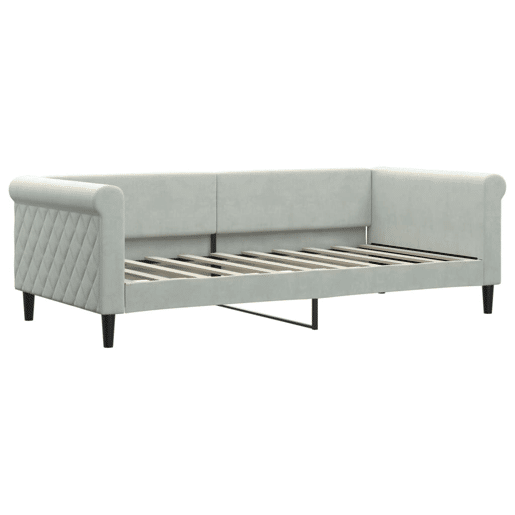 Sofá-cama, Sofá conversível com gavetão 90x190 cm veludo cinzento-claro