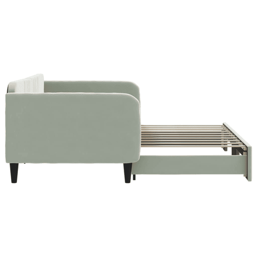 Sofá-cama, Sofá conversível com gavetão 90x190 cm veludo cinzento-claro