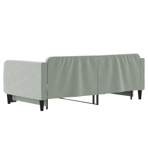 Sofá-cama, Sofá conversível com gavetão 90x190 cm veludo cinzento-claro