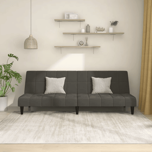 Sofá-cama, Sofá conversível de 2 lugares veludo cinzento-escuro
