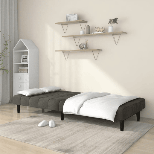 Sofá-cama, Sofá conversível de 2 lugares veludo cinzento-escuro