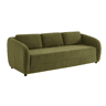 Sofá-cama conversível tecido chenille, 3 lugares, Twist, Verde caqui, 220x95x76 cm