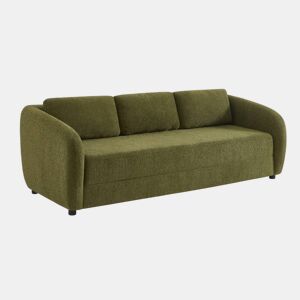 Sofá-cama conversível tecido chenille, 3 lugares, Twist, Verde caqui, 220x95x76 cm
