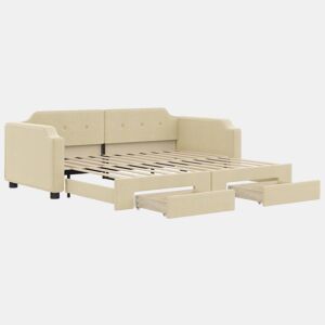 Sofá-cama, Sofá conversível com gavetão e gavetas 100x200 cm tecido cor creme