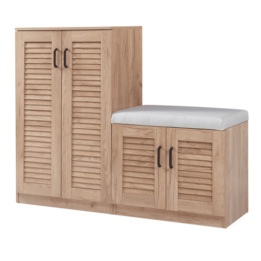Sapateira Løten 4 portas e 9 prateleiras 120x36x97cm Carvalho en.casa