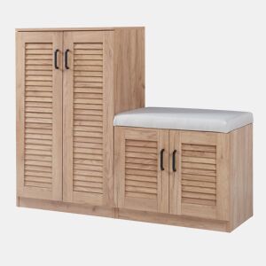 Sapateira Løten 4 portas e 9 prateleiras 120x36x97cm Carvalho en.casa