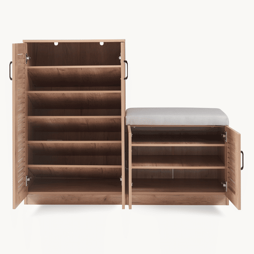 Sapateira Løten 4 portas e 9 prateleiras 120x36x97cm Carvalho en.casa