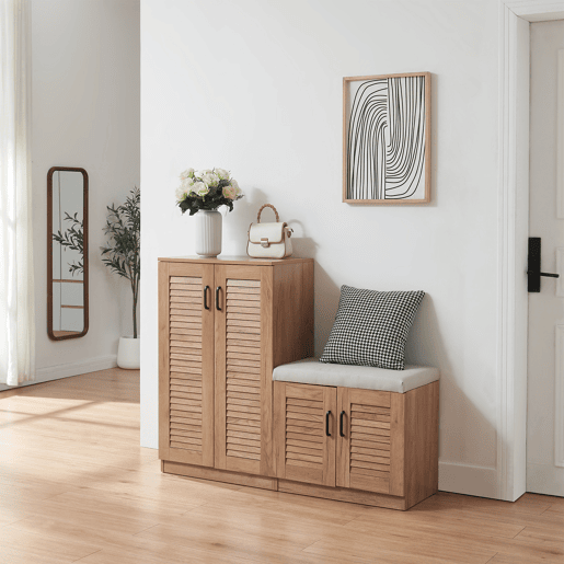 Sapateira Løten 4 portas e 9 prateleiras 120x36x97cm Carvalho en.casa