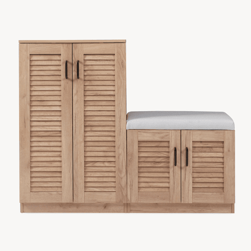 Sapateira Løten 4 portas e 9 prateleiras 120x36x97cm Carvalho en.casa