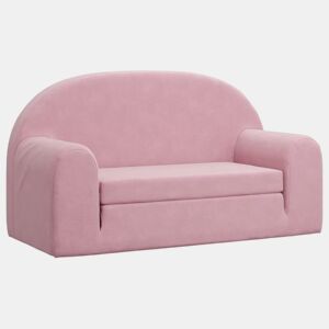 Sofá-cama infantil - Sofá para criança de 2 lugares pelúcia macia rosa
