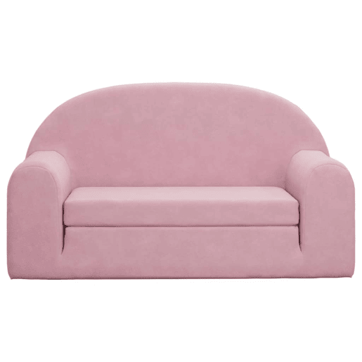 Sofá-cama infantil - Sofá para criança de 2 lugares pelúcia macia rosa