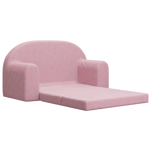 Sofá-cama infantil - Sofá para criança de 2 lugares pelúcia macia rosa