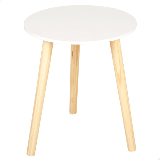 Max Home Mesa lateral redonda de madeira branca D35x40 cm