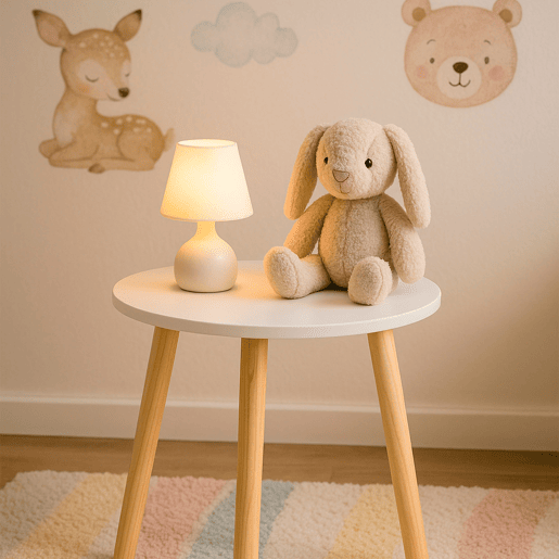 Max Home Mesa lateral redonda de madeira branca D35x40 cm