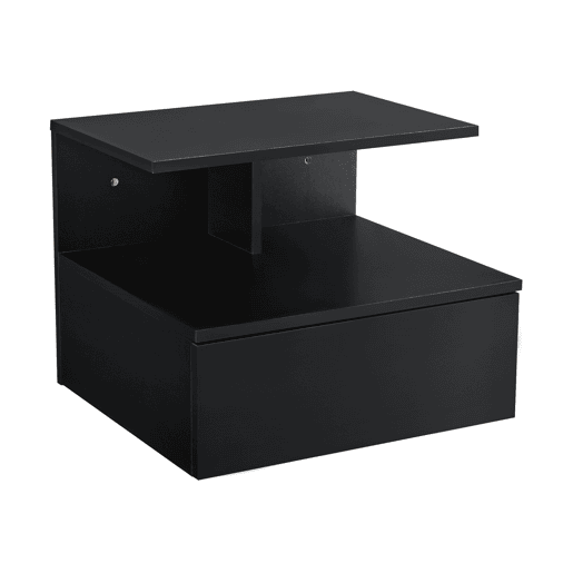 Mesa de cabeceira de parede Amberg com gaveta 40x35x31cm Preto en.casa