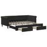 Sofá-cama, Sofá conversível com gavetão e gavetas 90x190 cm veludo preto
