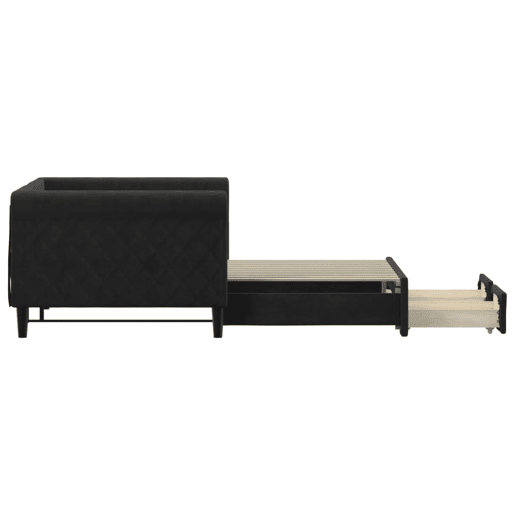 Sofá-cama, Sofá conversível com gavetão e gavetas 90x190 cm veludo preto Sofá-cama, Sofá conversível com gavetão e gavetas 90x190 cm veludo preto