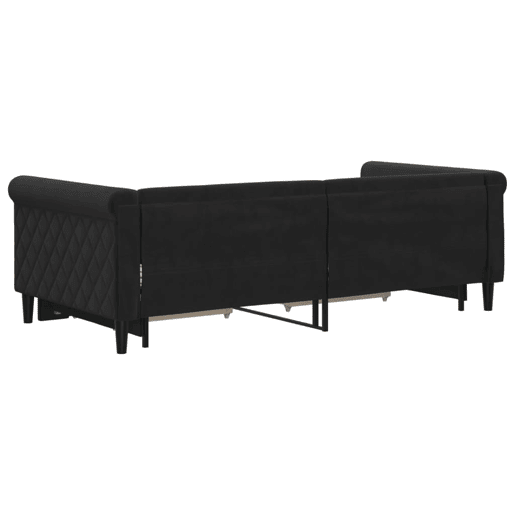 Sofá-cama, Sofá conversível com gavetão e gavetas 90x190 cm veludo preto Sofá-cama, Sofá conversível com gavetão e gavetas 90x190 cm veludo preto