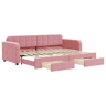 Sofá-cama, Sofá conversível com gavetão e gavetas 80x200 cm veludo rosa